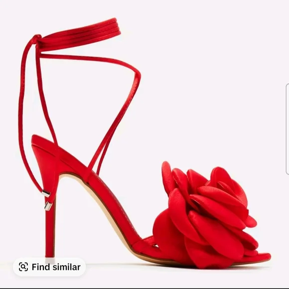 Elegant Red Floral Women's Heels - Picture 4 of 5